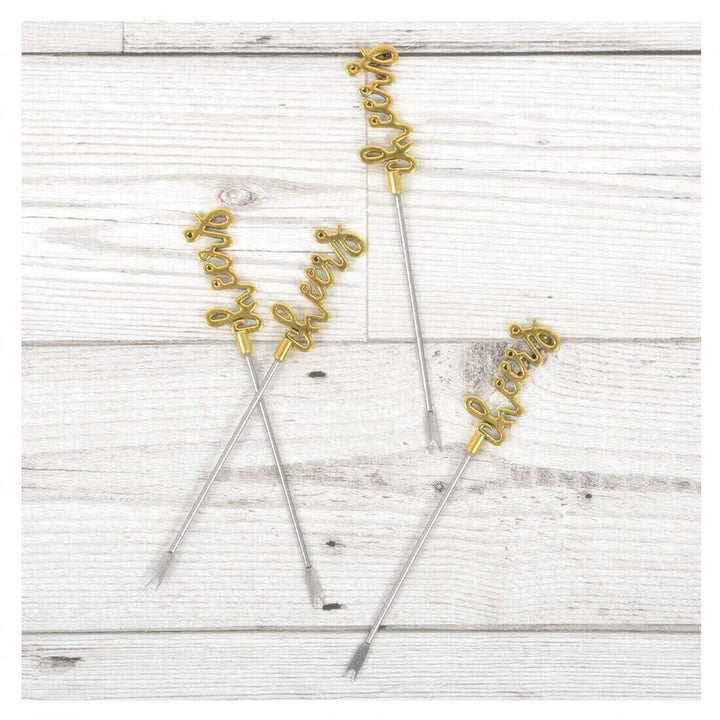 Set of 4 Stainless Steel Picks Party Food Cocktail Olives