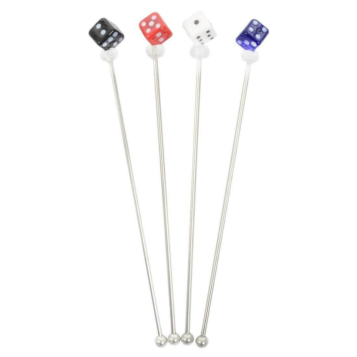 Set of 4 Swizzle Sticks Cocktail Stirrers Stainless Steel