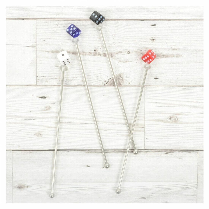 Set of 4 Swizzle Sticks Cocktail Stirrers Stainless Steel