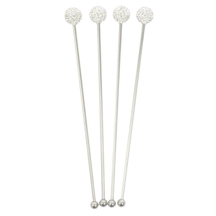 Set of 4 Swizzle Sticks Cocktail Stirrers Stainless Steel