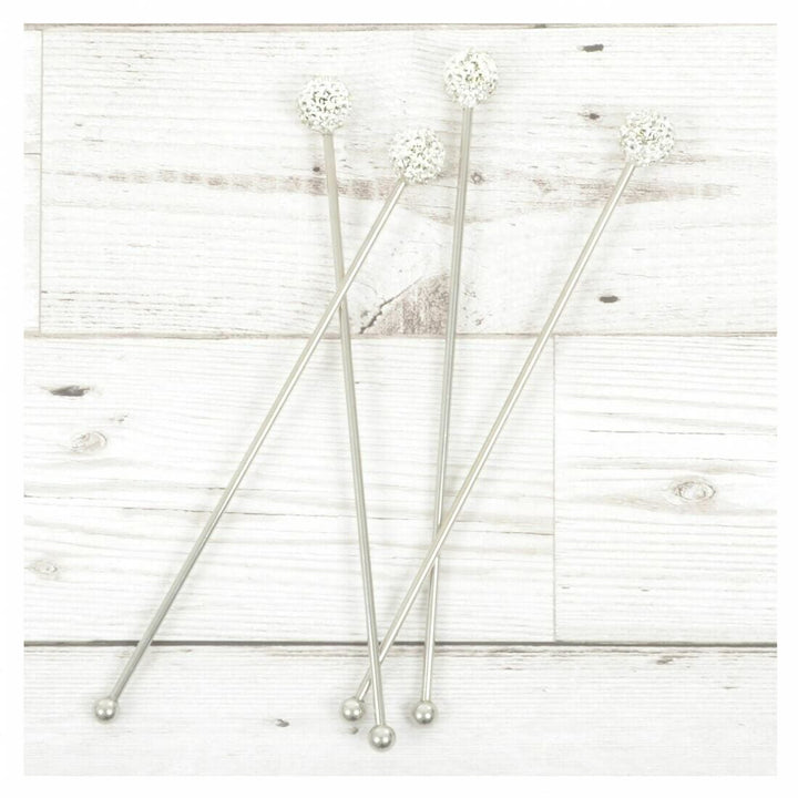 Set of 4 Swizzle Sticks Cocktail Stirrers Stainless Steel