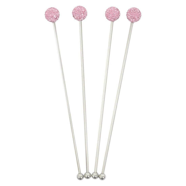 Set of 4 Swizzle Sticks Cocktail Stirrers Stainless Steel