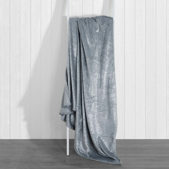 Silver Foil Sparkle Blanket Throw With Cosy Fleece Reverse Silver / 130 x 155cm