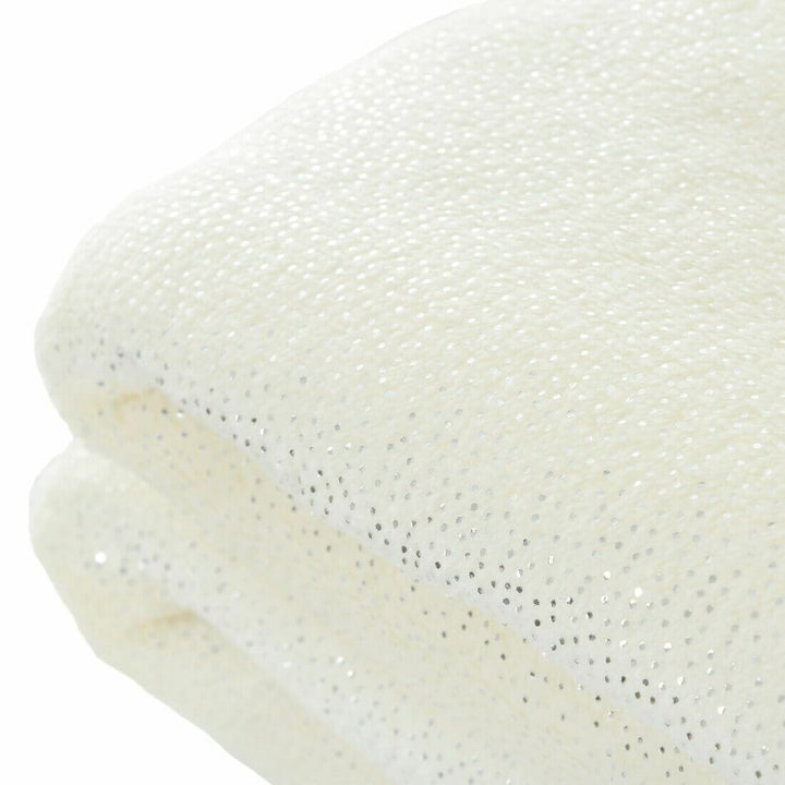 Silver Foil Sparkle Blanket Throw With Cosy Fleece Reverse Ivory / 155 x 200cm