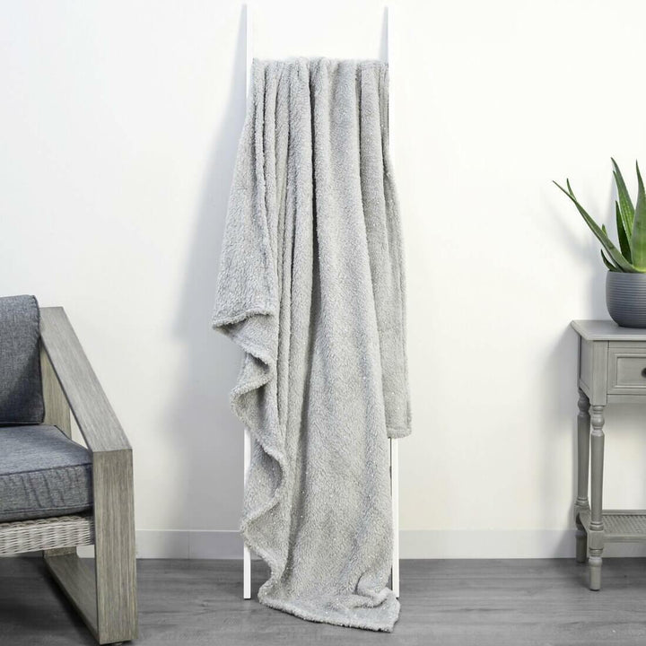 Shaggy Fleece Blanket With Lurex Sparkle Grey/White/Black Silver / 130 x 155cm