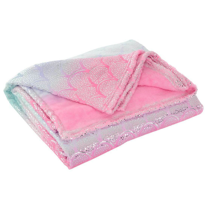 Mermaid Seashell Print Blanket Sofa Bedroom Fleece Throw