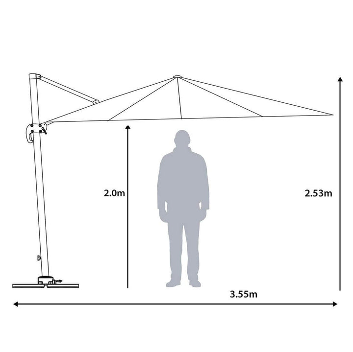 3 x 3m Roma Square Parasol Large Cantilever Garden Shade