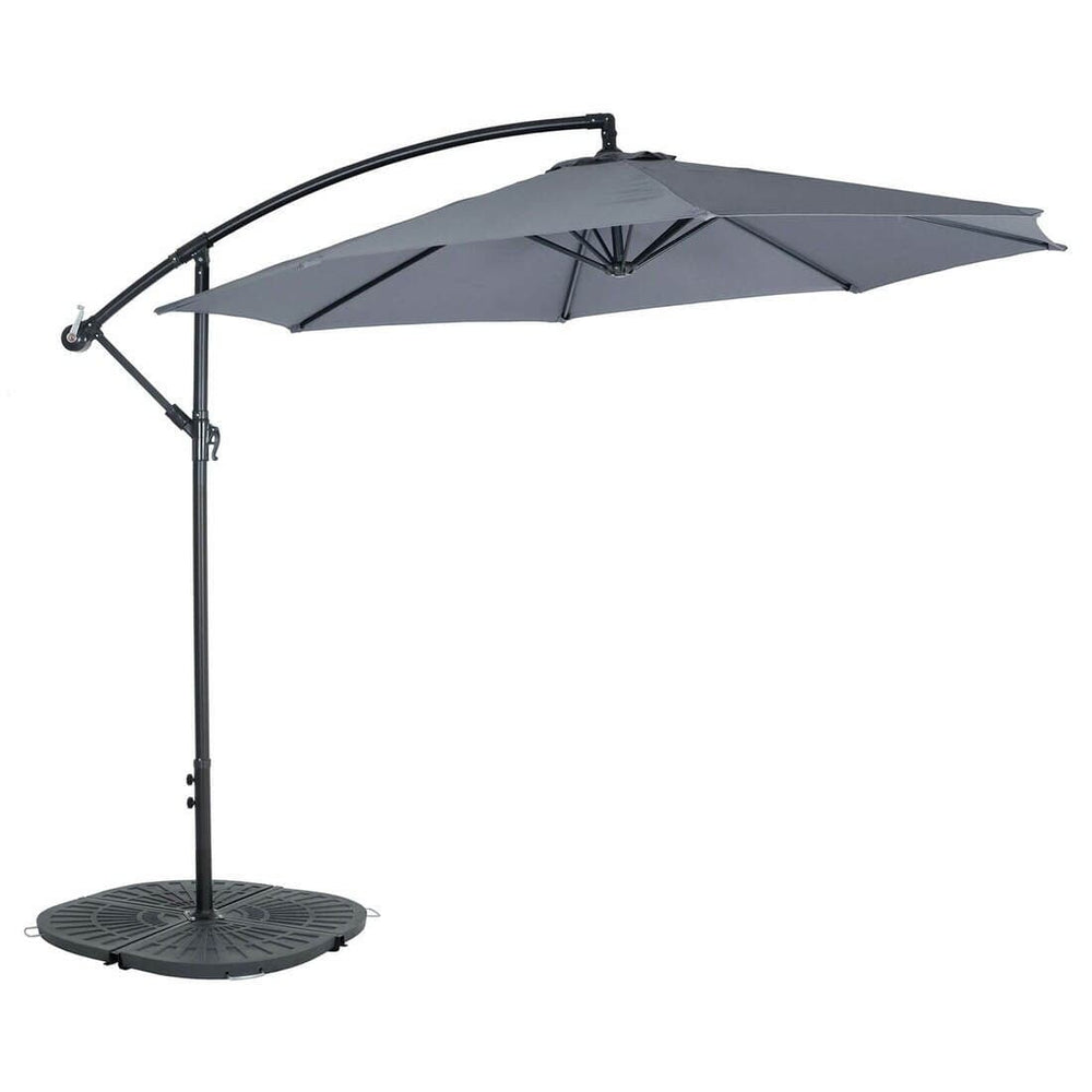 3m Round Banana Parasol Large Cantilever Garden Shade Grey