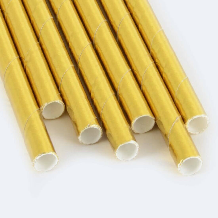 250 Eco Friendly Recyclable Paper Straws Gold Silver Rose Gold Gold