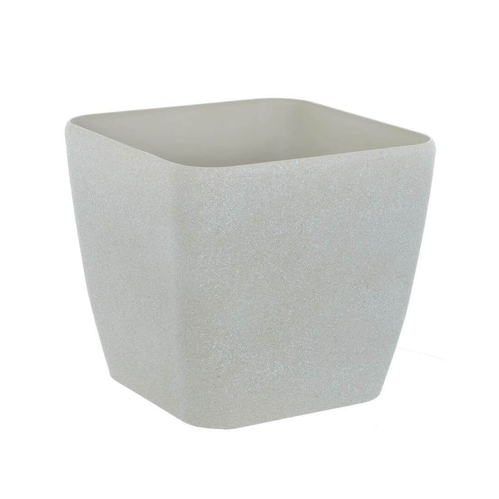 Sandstone Effect Square Plastic Plant Pot Outdoor Grey Beige Beige / 20cm