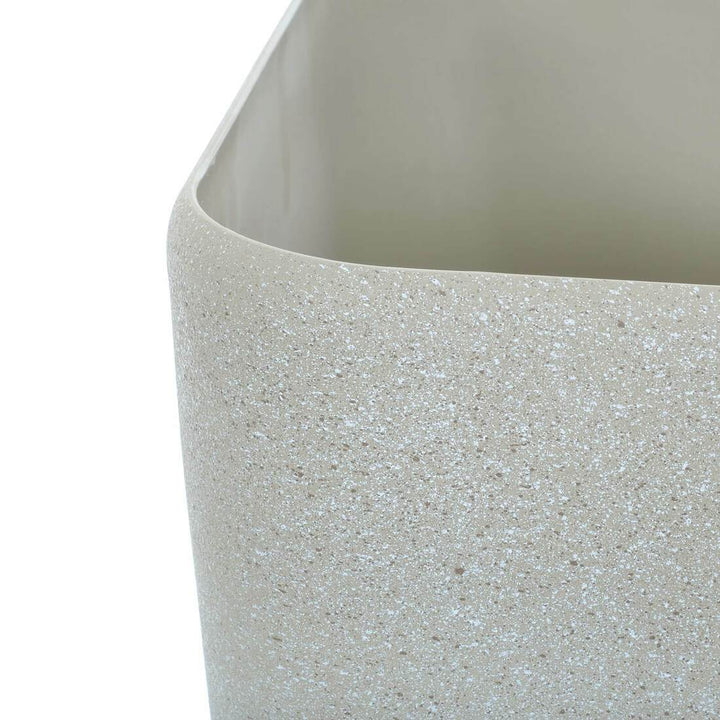 Sandstone Effect Square Plastic Plant Pot Outdoor Grey Beige