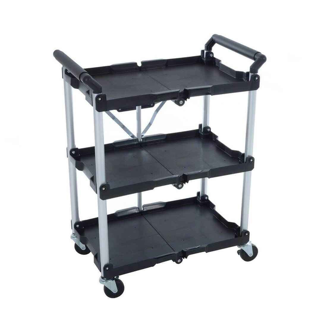 Azuma Three Tier Folding Service Trolley Cart With Wheels