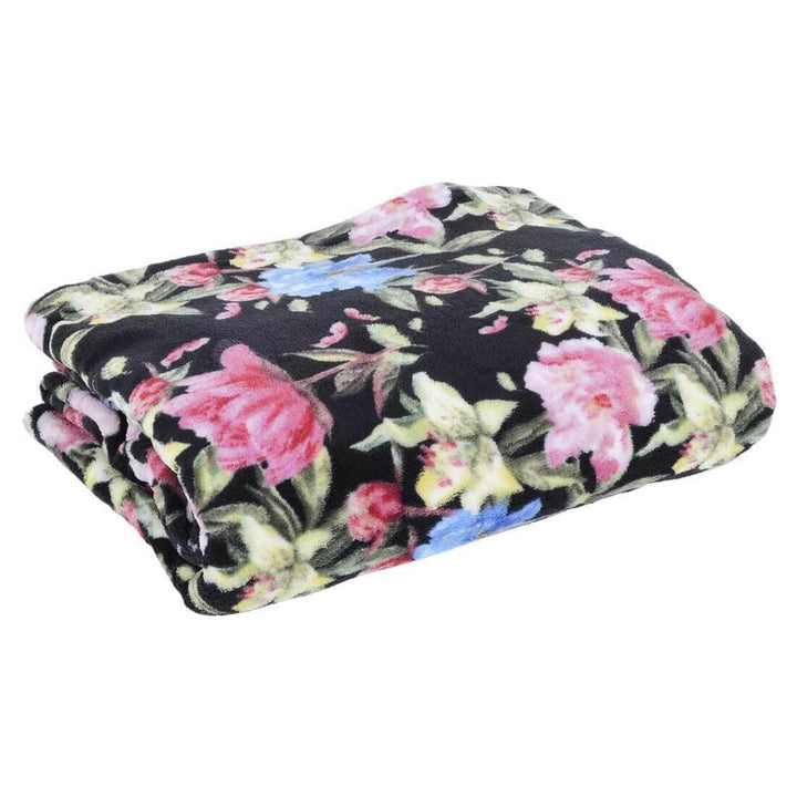 Luxurious Floral Wrap Around Blanket With Sleeves 137x180cm Black Floral