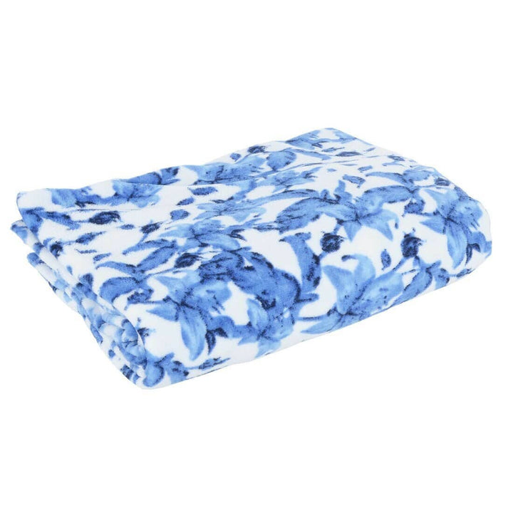 Luxurious Floral Wrap Around Blanket With Sleeves 137x180cm Blue Floral