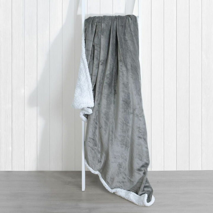 Hodge & Hodge Luxury Sherpa Flannel Blanket 150 x 200cm Grey