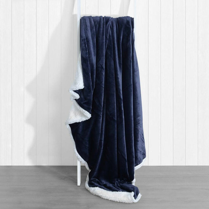 Hodge & Hodge Luxury Sherpa Flannel Blanket 150 x 200cm Navy