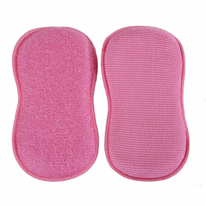10pk Duo Action Cleaning Pads Microfibre Scrubbing Cloths Pink