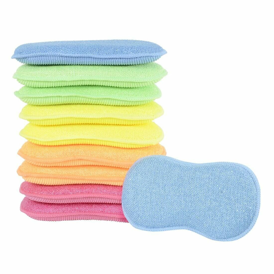 10pk Duo Action Cleaning Pads Microfibre Scrubbing Cloths