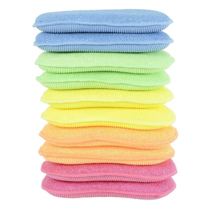 10pk Duo Action Cleaning Pads Microfibre Scrubbing Cloths Assorted