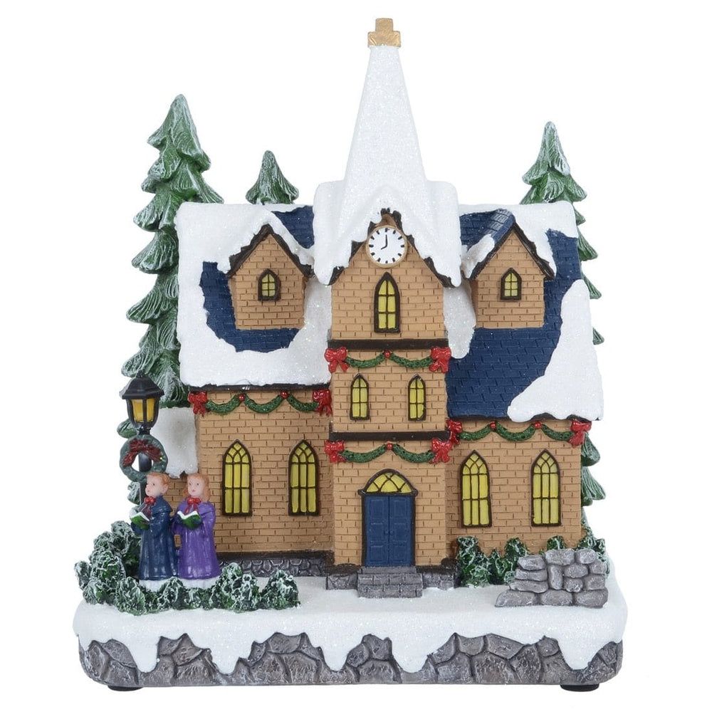 LED Light Up Christmas Scene Traditional Stone Church