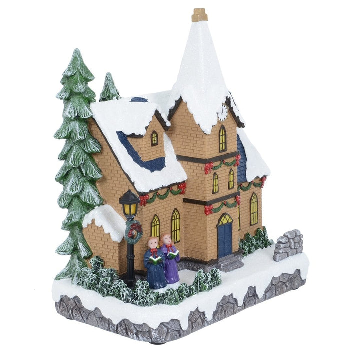 LED Light Up Christmas Scene Traditional Stone Church