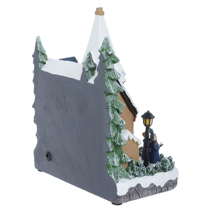 LED Light Up Christmas Scene Traditional Stone Church