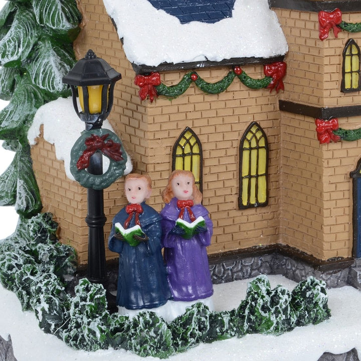 LED Light Up Christmas Scene Traditional Stone Church