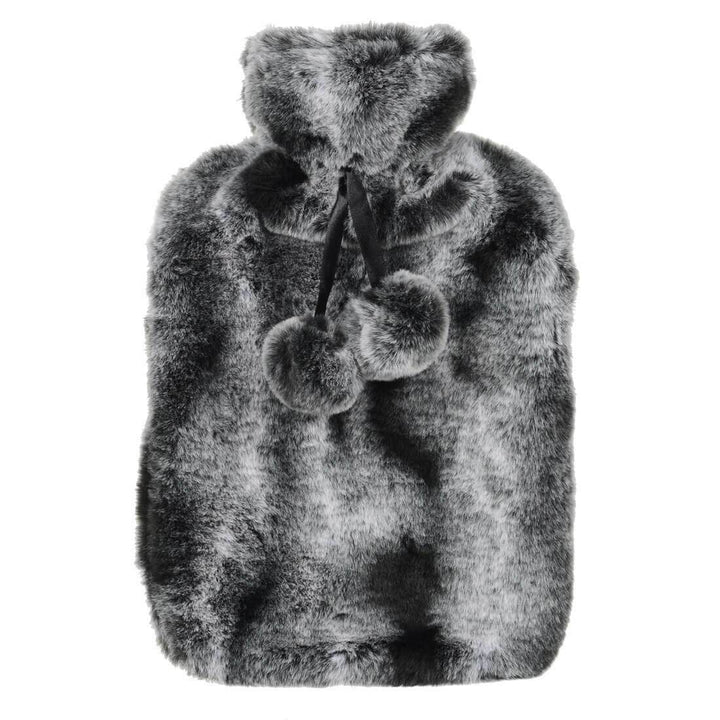 Hodge & Hodge Luxury Faux Fur 2 Litre Hot Water Bottle 2 Tone Dark Grey