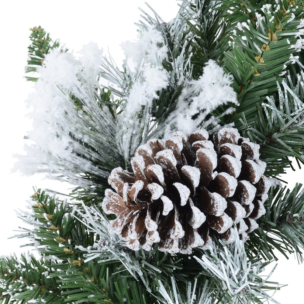 50cm Artificial Snow Flocked Xmas Wreath With Pine Cones