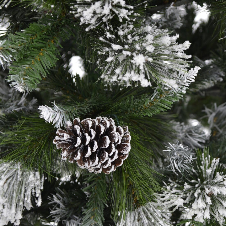 Artificial Snow Flocked Christmas Tree With Pine Cones