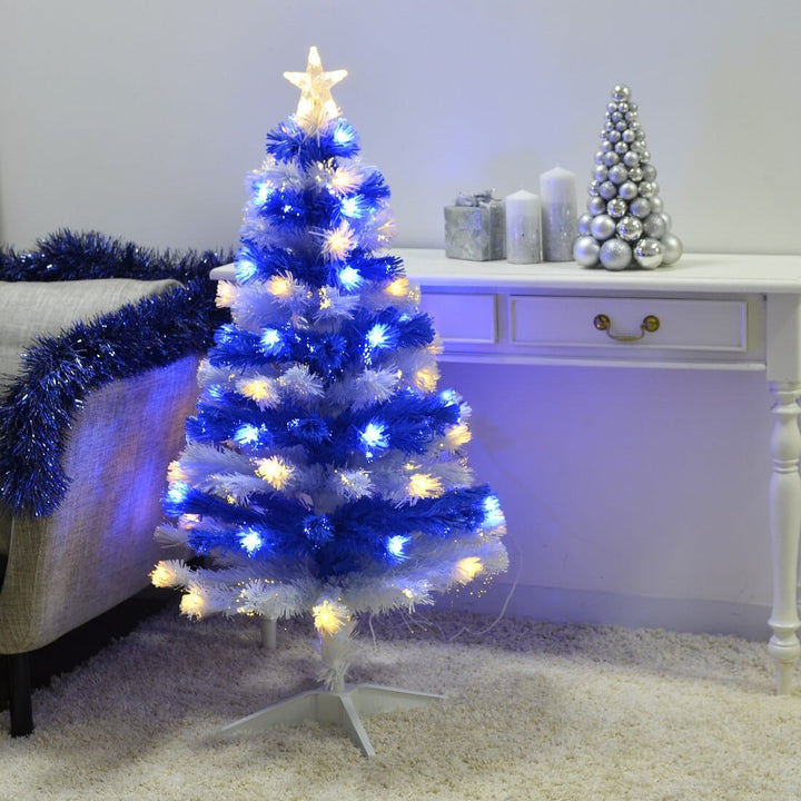 Novelty 4ft Stripe Christmas Tree With LED Lights Red/Blue