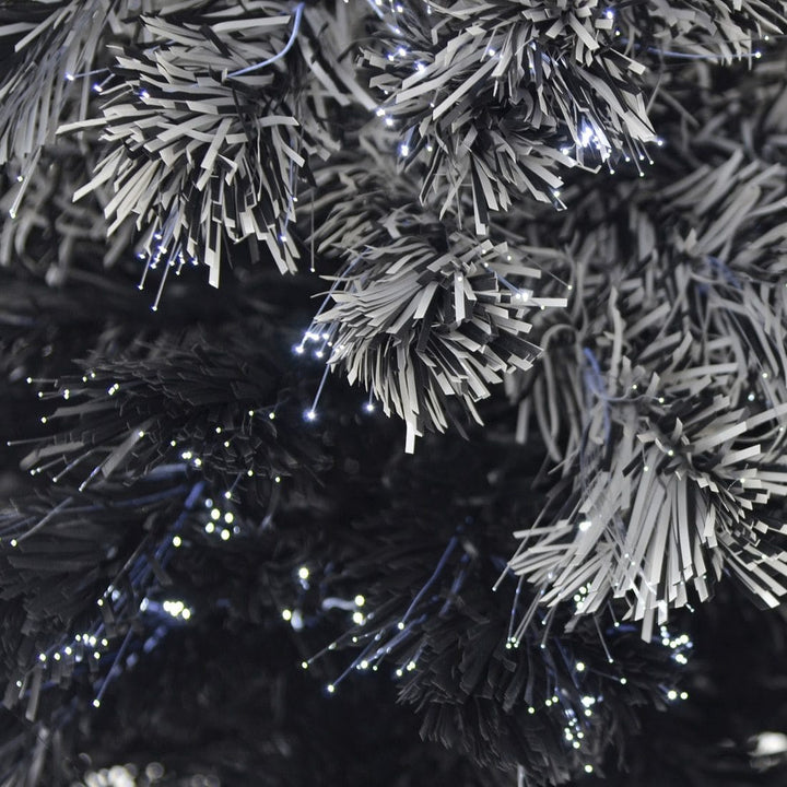 6ft Fibre Optic Pencil Christmas Tree Black Grey Ombre