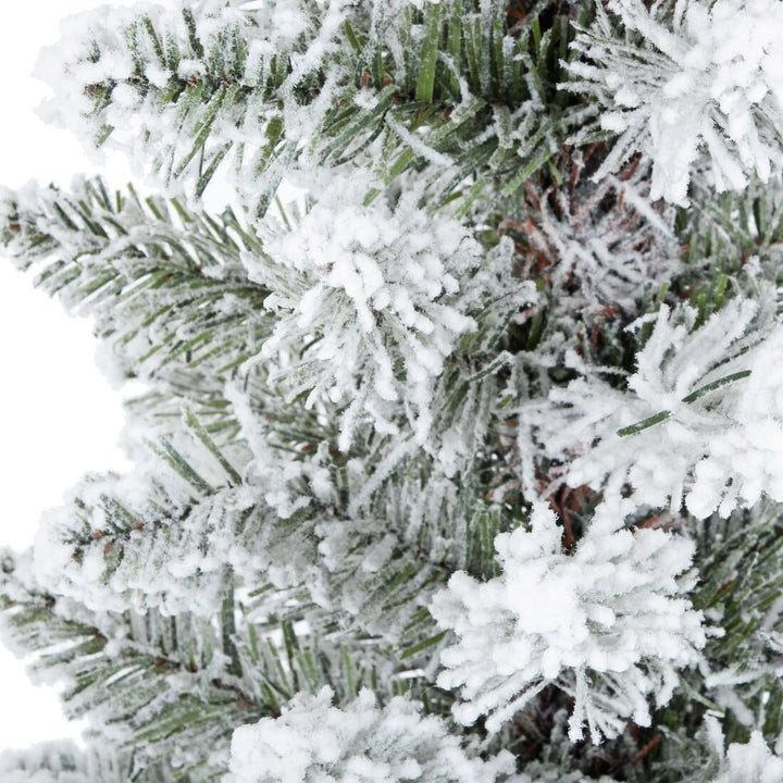 Snow Flocked Pencil Christmas Tree With Jute Fabric Base