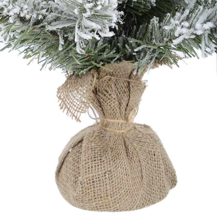 Snow Flocked Pencil Christmas Tree With Jute Fabric Base