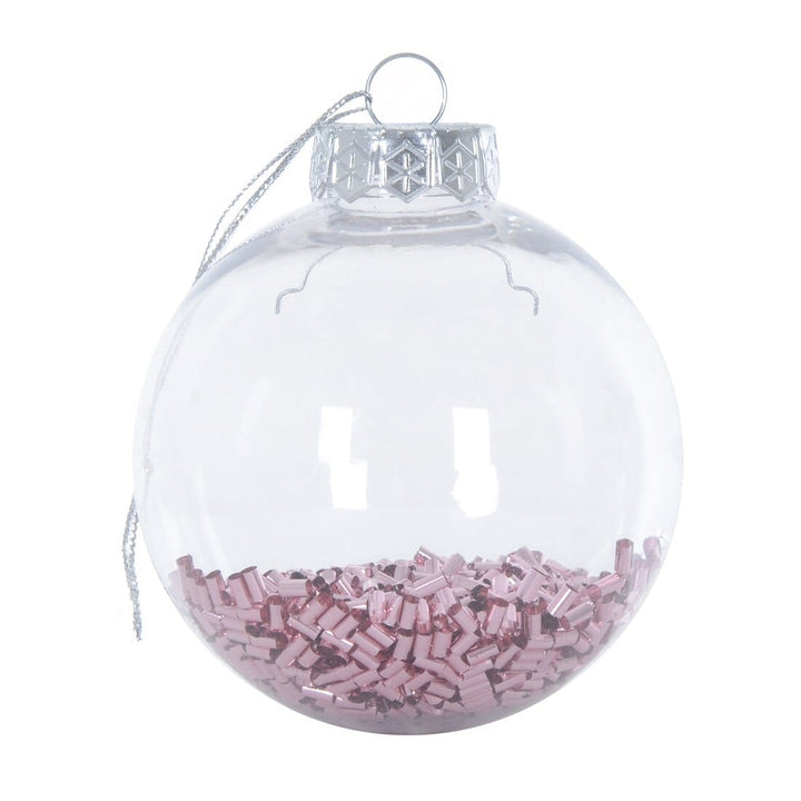 9pk Metallic Foil Filled Shaker Christmas Tree Baubles 8cm Pink