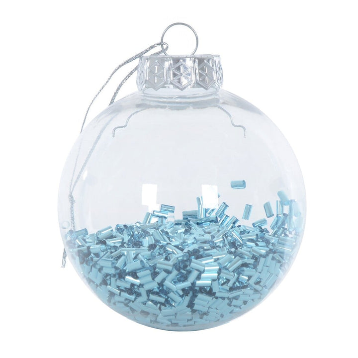 9pk Metallic Foil Filled Shaker Christmas Tree Baubles 8cm Vivid Blue