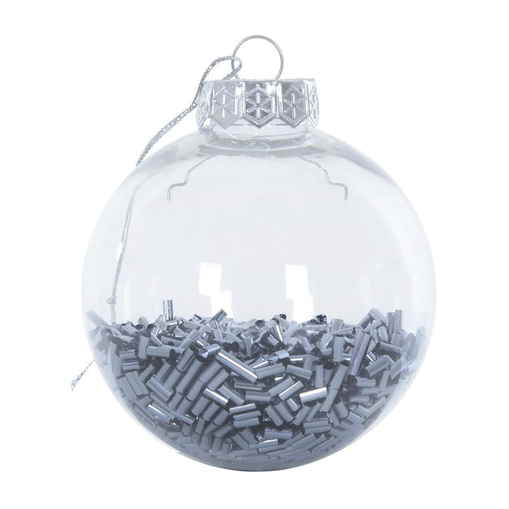 9pk Metallic Foil Filled Shaker Christmas Tree Baubles 8cm Graphite