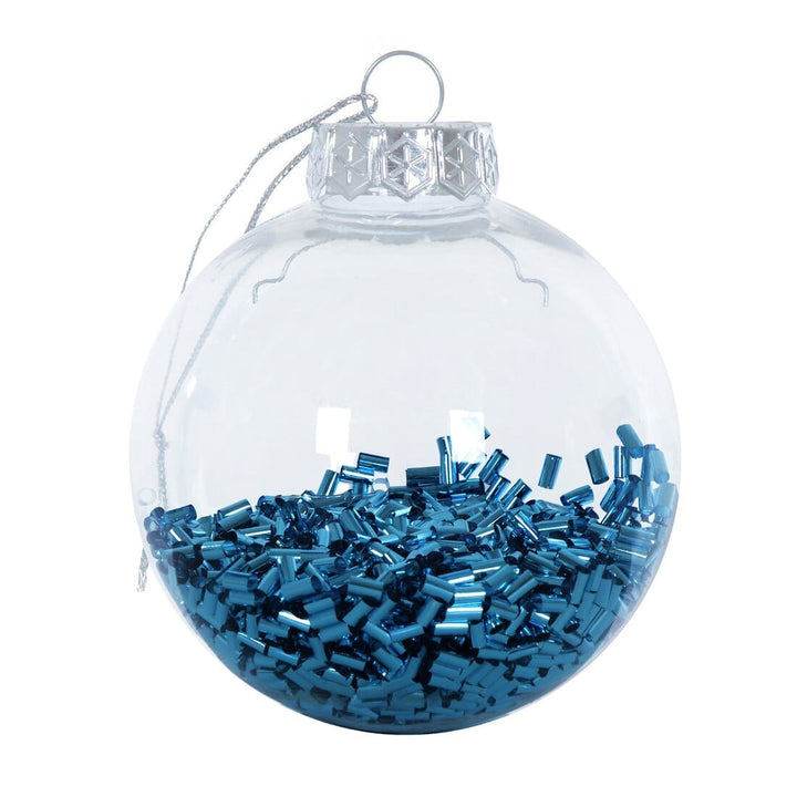 9pk Metallic Foil Filled Shaker Christmas Tree Baubles 8cm Deep Blue