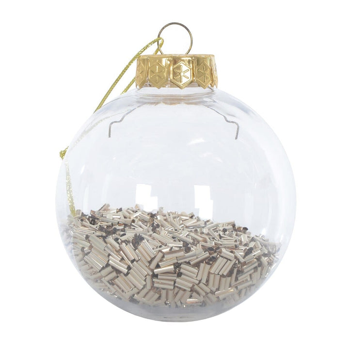 9pk Metallic Foil Filled Shaker Christmas Tree Baubles 8cm Champagne