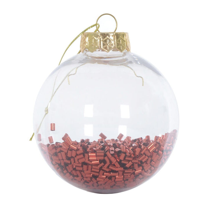 9pk Metallic Foil Filled Shaker Christmas Tree Baubles 8cm Red