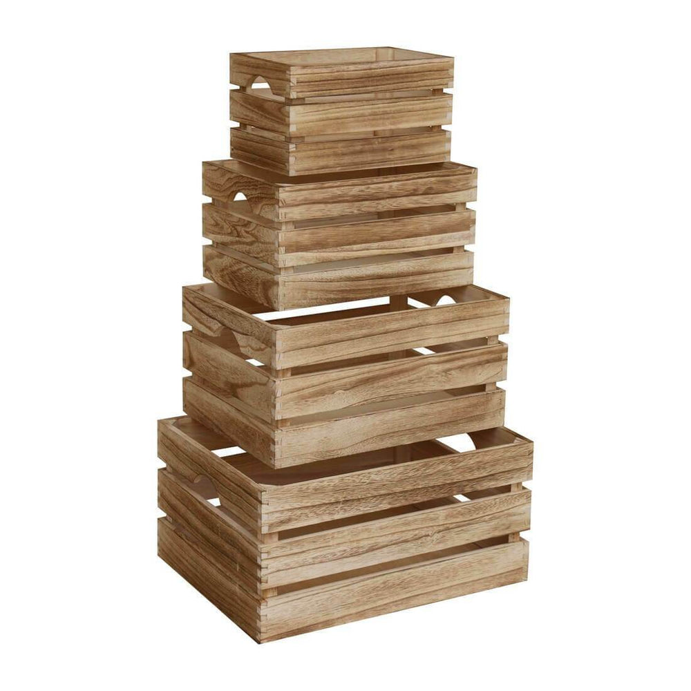 Set of 4 Nesting Wooden Storage Boxes Crafts Wedding Hampers Natural