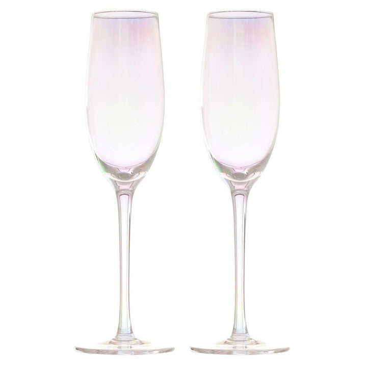 2pk Shimmer Iridescent Prosecco Glasses Grey/Pink/Blue Pink