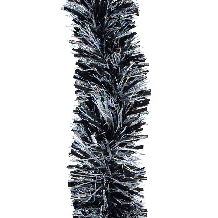2m Luxury Extra Thick 10 Ply Tinsel Christmas Decoration Black/Silver