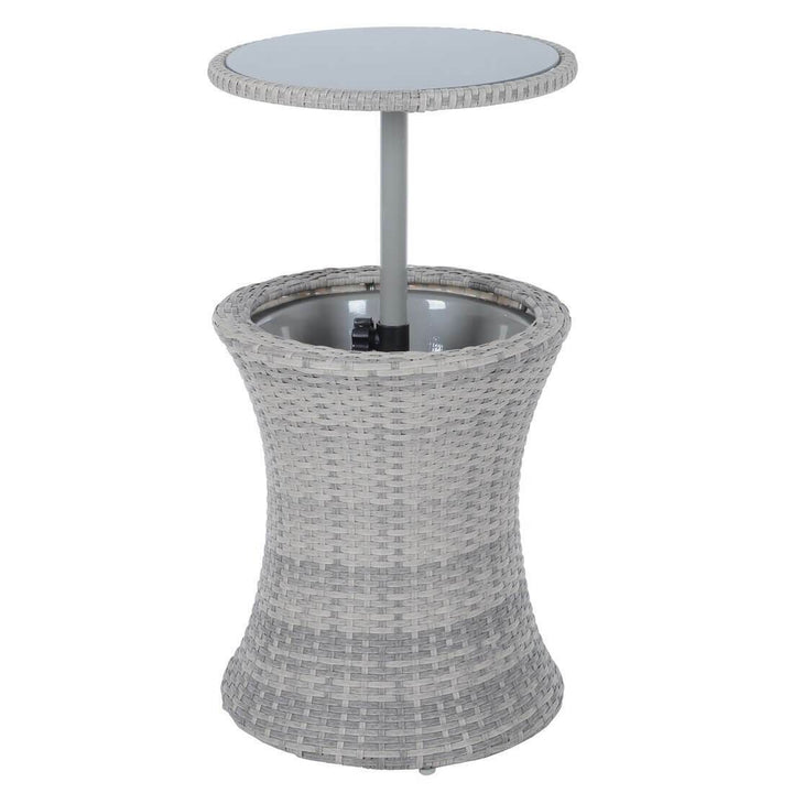 Azuma Drinks Cooler Table Garden Patio Rattan Black or Grey Grey