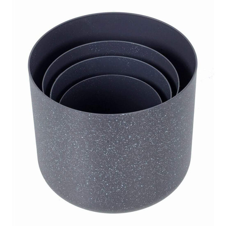 Set of 4 Plant Pots Sandstone Effect Grey Plastic 14-22cm