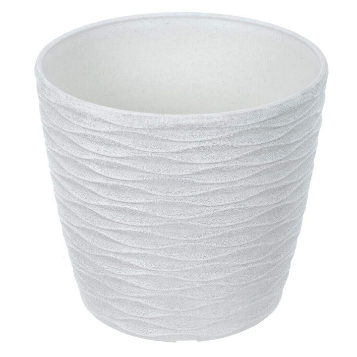 Plant Pot Weave Effect Plastic Flower Planter White Grey Off White / 18cm