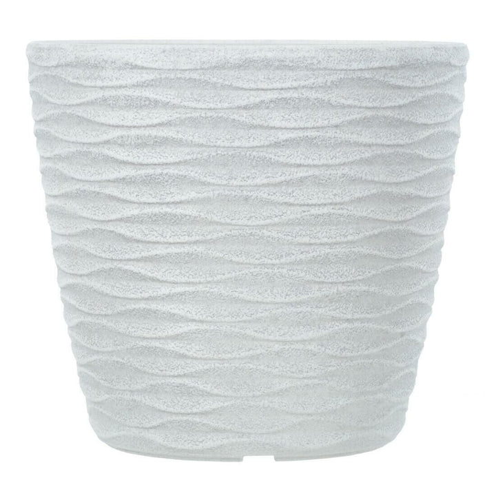 Plant Pot Weave Effect Plastic Flower Planter White Grey