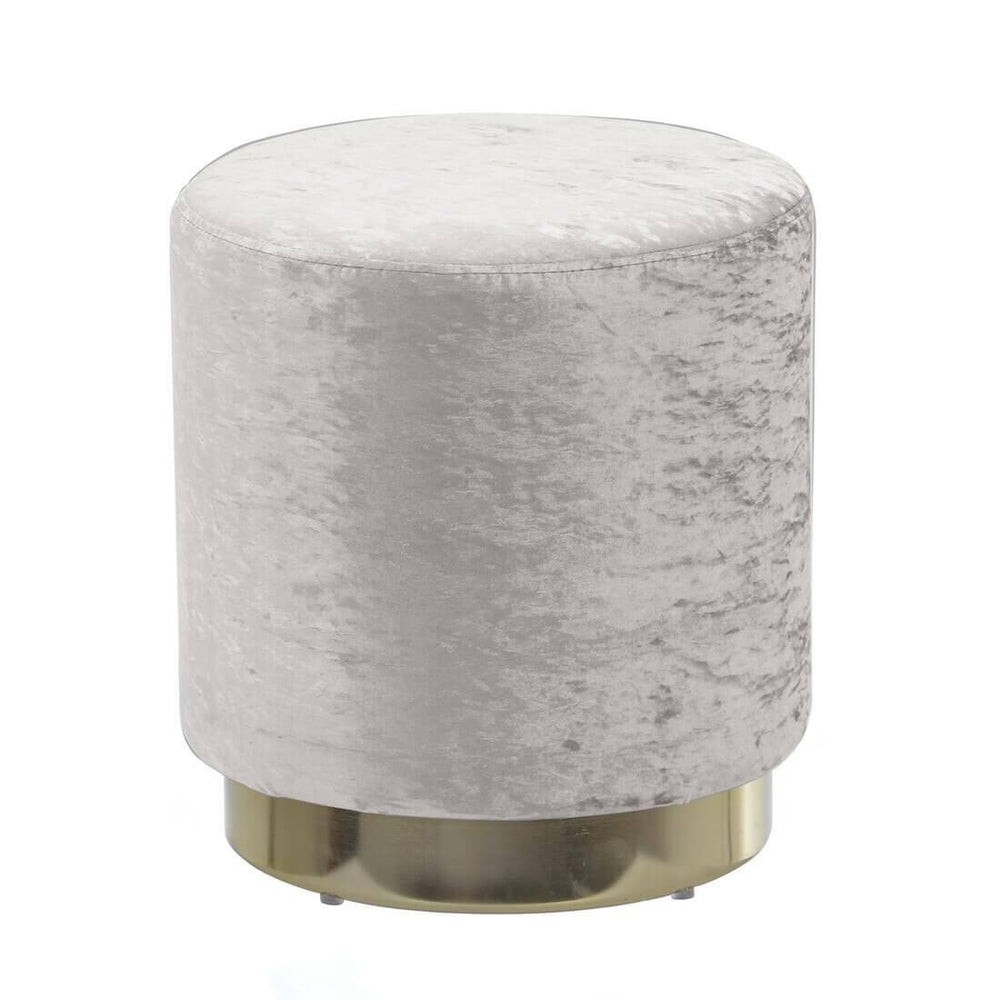 Hodge & Hodge Sophia Stylish Velvet Stool With Gold Base Light Grey Crush