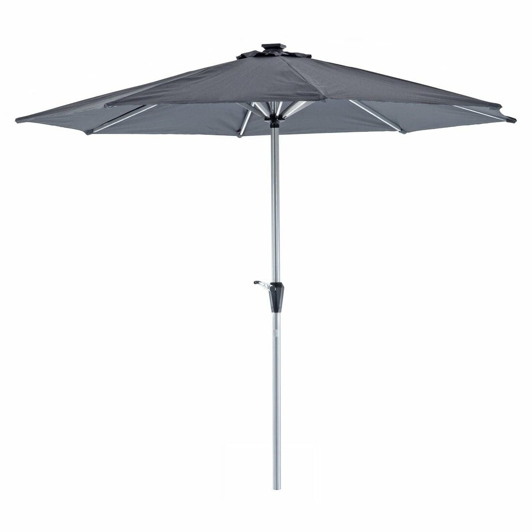 Garden Parasol LED Lights Grey Canopy Patio Umbrella 3m