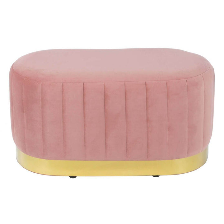 Hodge and Hodge Aurora Velvet Oval Ottoman Seat Gold Base Dusky Pink